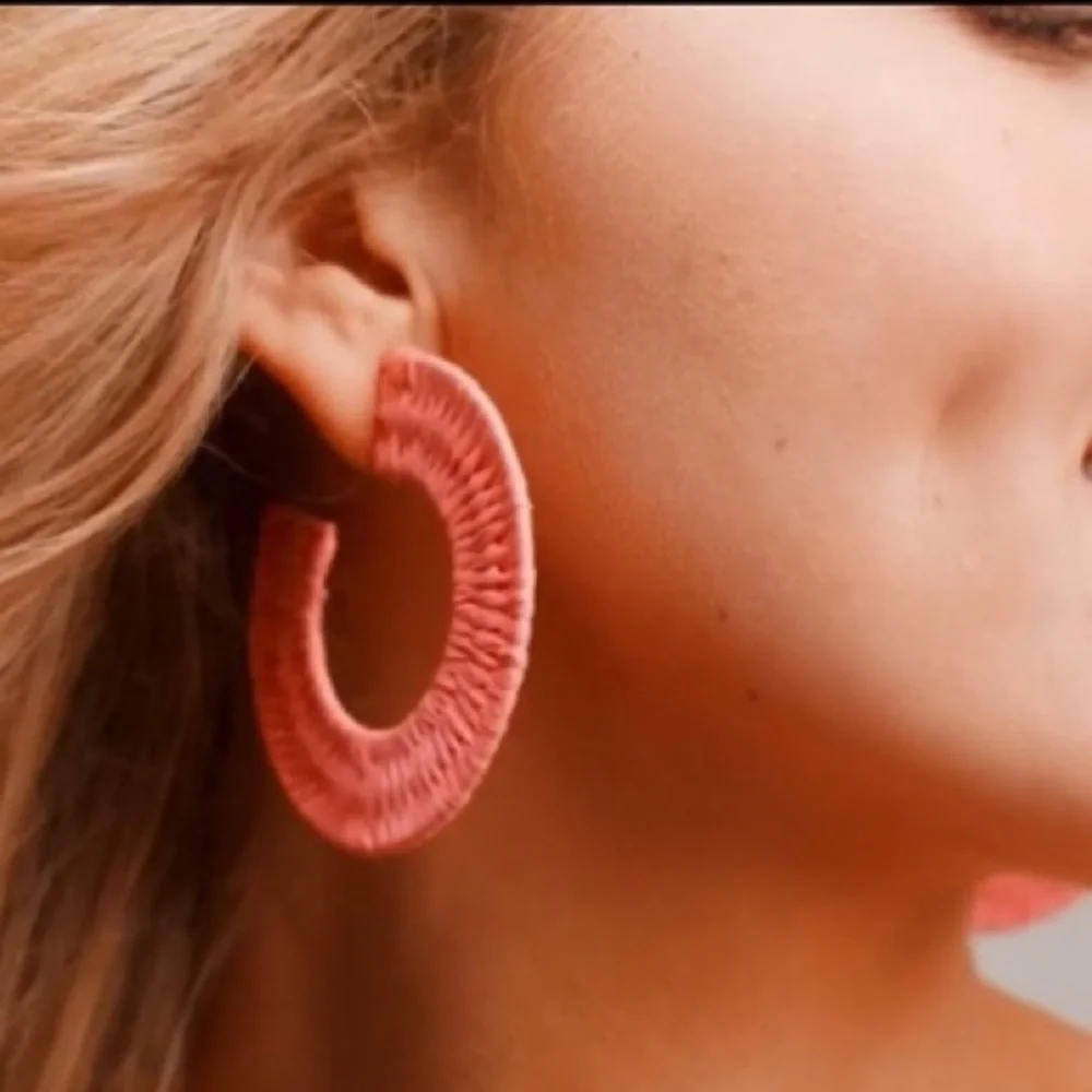 Premier Designs Tropic Raffia Wrapped Hoop Earrings